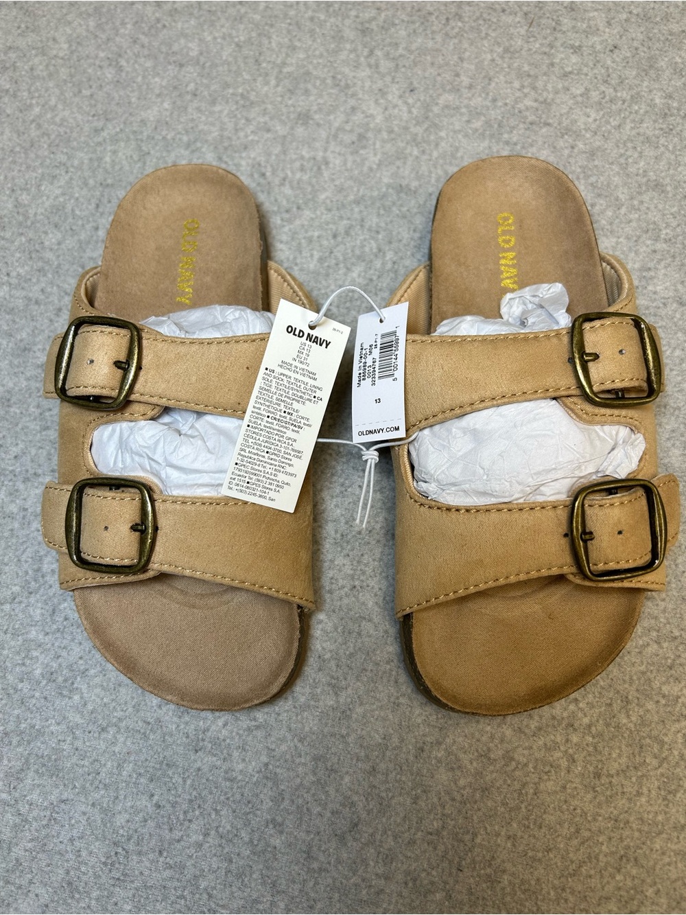 NEW Old Navy Girls Double-Strap Earth Slide Sandals Size 13